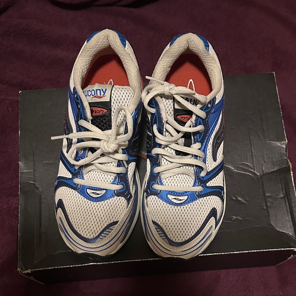 Saucony Mesh Sneakers in Blue and White